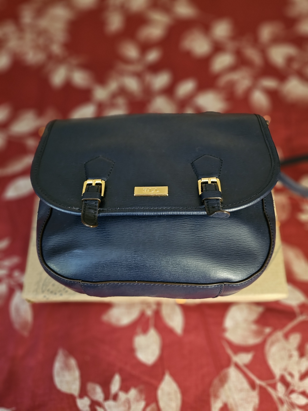 Polo by Ralph Lauren Navy Crossbody Satchel with Gold Hardware